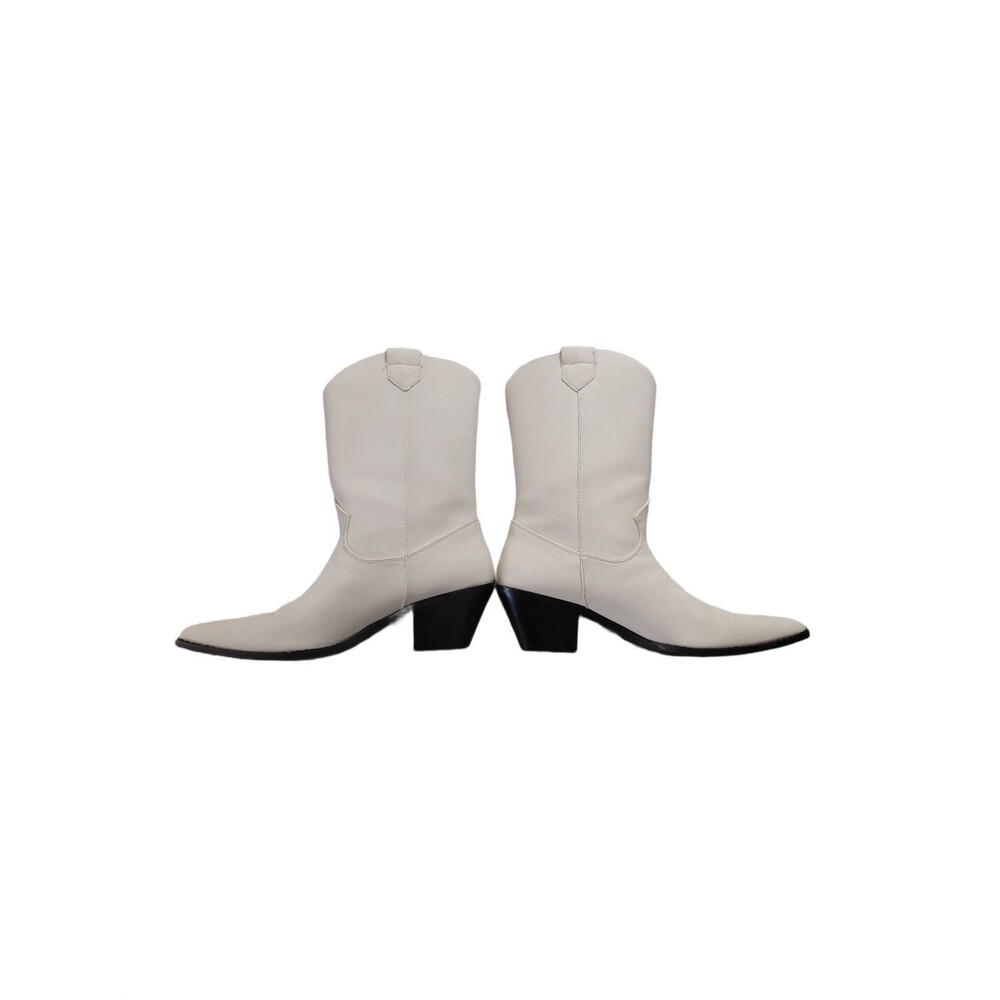 Pretty Little Thing Cream Cowboy Boots Boots Women's Size 9 Cowgirl Boots - Picture 2 of 11
